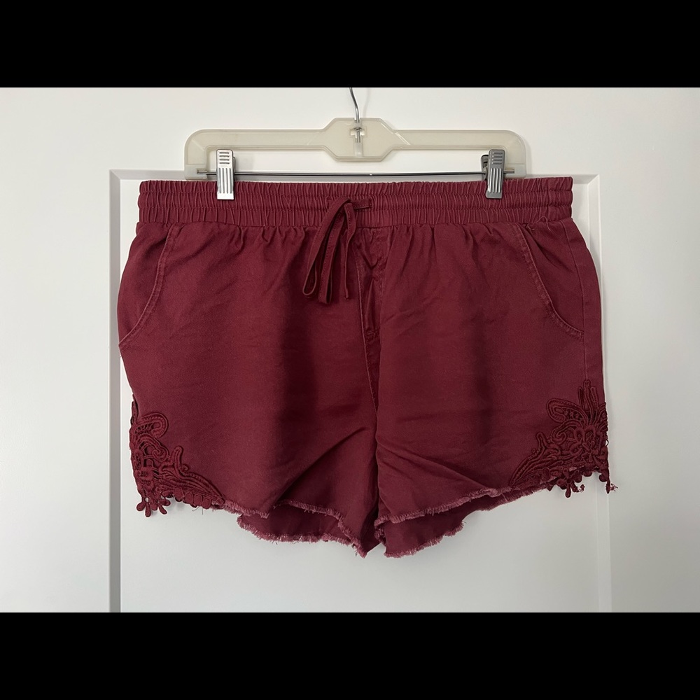 Knox Rose Burgundy Lace Shorts